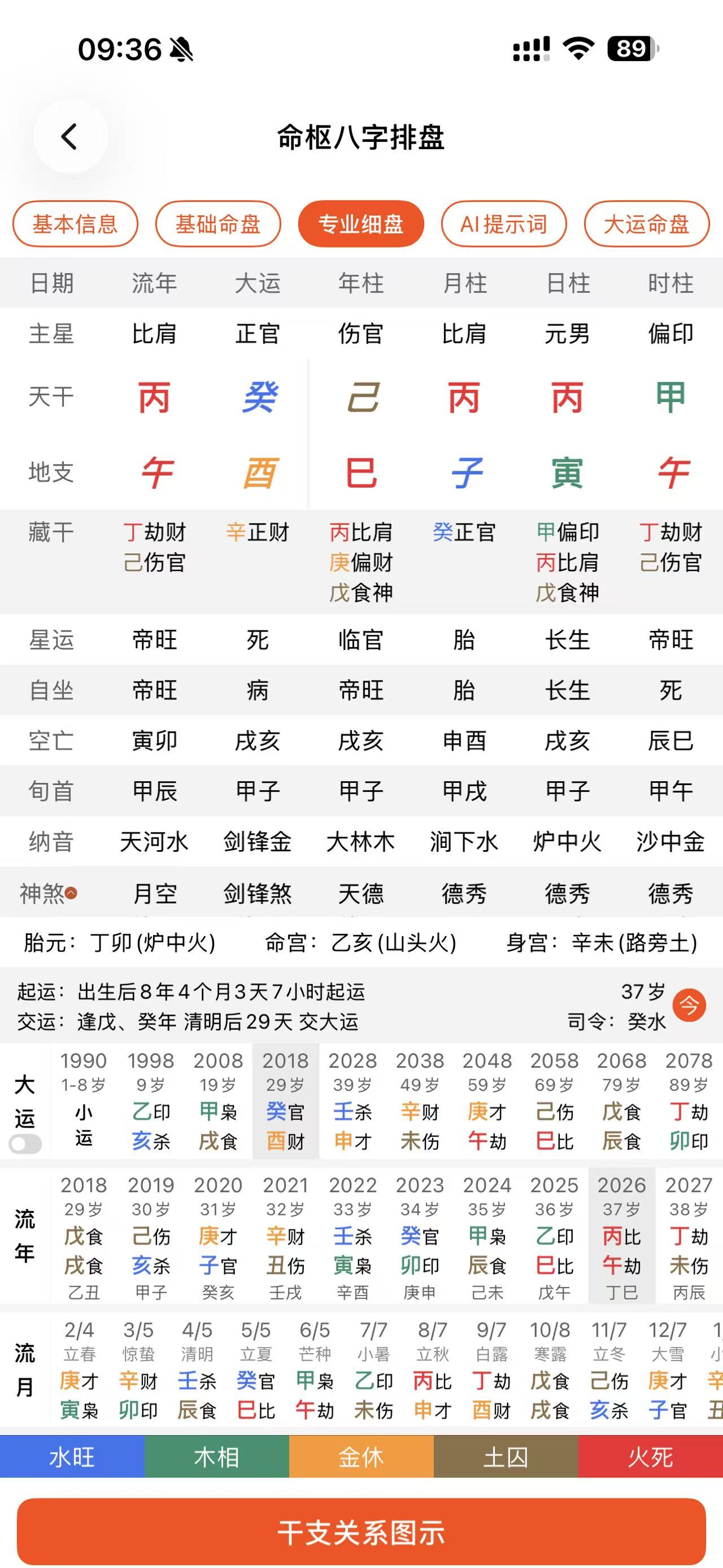 命枢八字排盘专业细盘截图